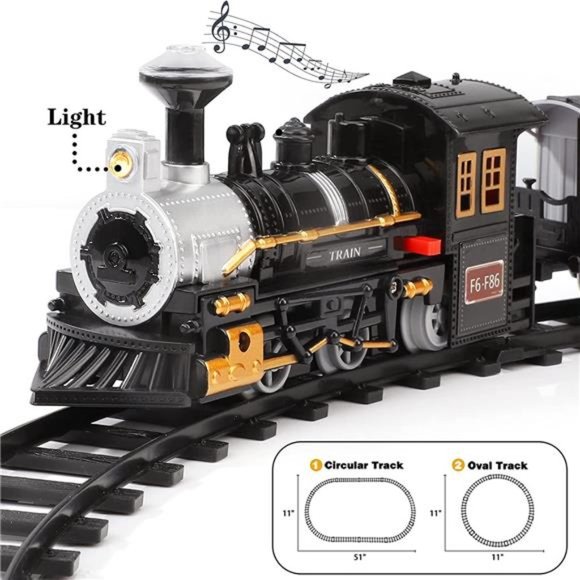 Electric Christmas Train Set for Kids, Battery-Powered Train Toys with Sounds - Picture 2 of 6